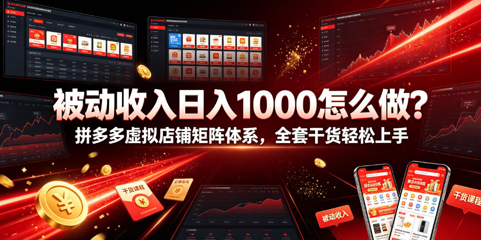 被动收入日入1000怎么做？拼多多虚拟店铺矩阵体系，全套干货轻松上手【揭秘】-百盟网