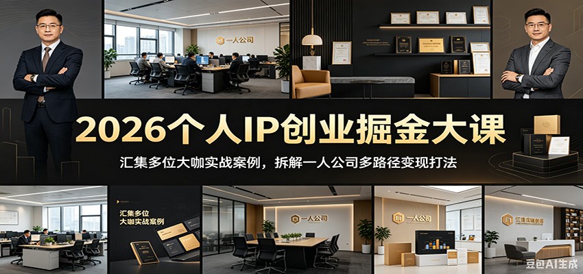 2026个人IP创业掘金大课：汇集多位大咖实战案例，拆解一人公司多路径变现打法-百盟网