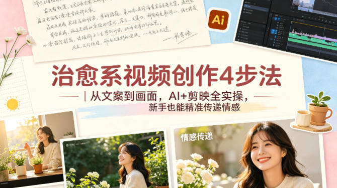 治愈系视频创作4步法|从文案到画面,AI+剪映全实操,新手也能精准传递情感-百盟网