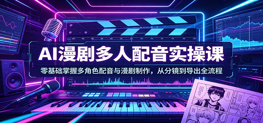 AI漫剧多人配音实操课:零基础掌握多角色配音与漫剧制作,从分镜到导出全流程-百盟网