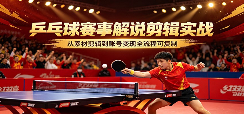 乒乓球赛事解说剪辑实战,从素材剪辑到账号变现全流程可复制-百盟网