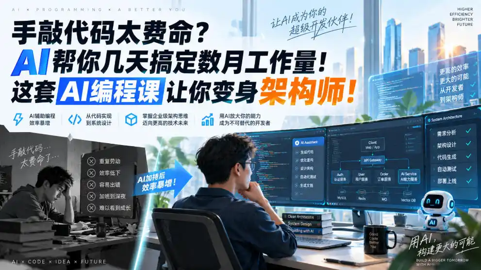 手敲代码太费命?AI帮你几天搞定数月工作量!这套AI编程课让你变身架构师!【原创双语字幕】-百盟网