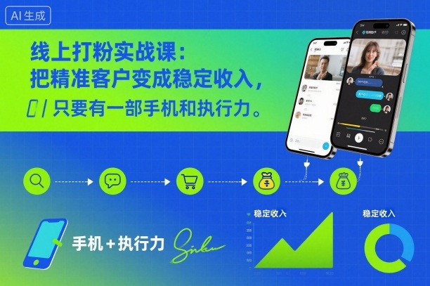 线上打粉实战课：把精准客户变成稳定收入，只要有一部手机和执行力-百盟网