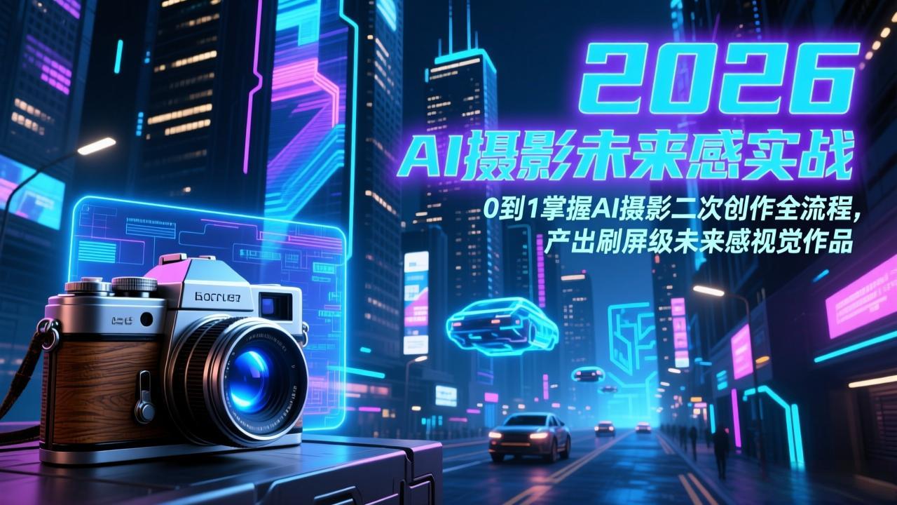 2026 AI摄影未来感实战:0到1掌握AI摄影二次创作全流程,产出刷屏级未来感视觉作品-百盟网