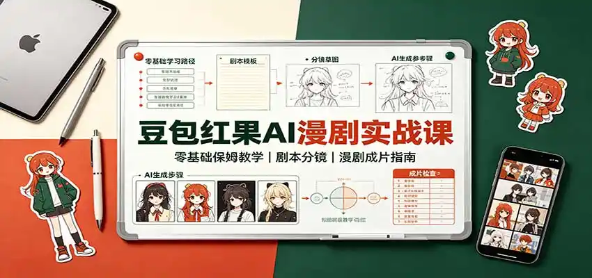 豆包红果AI漫剧实战课：零基础保姆教学，剧本分镜，漫剧成片指南-百盟网