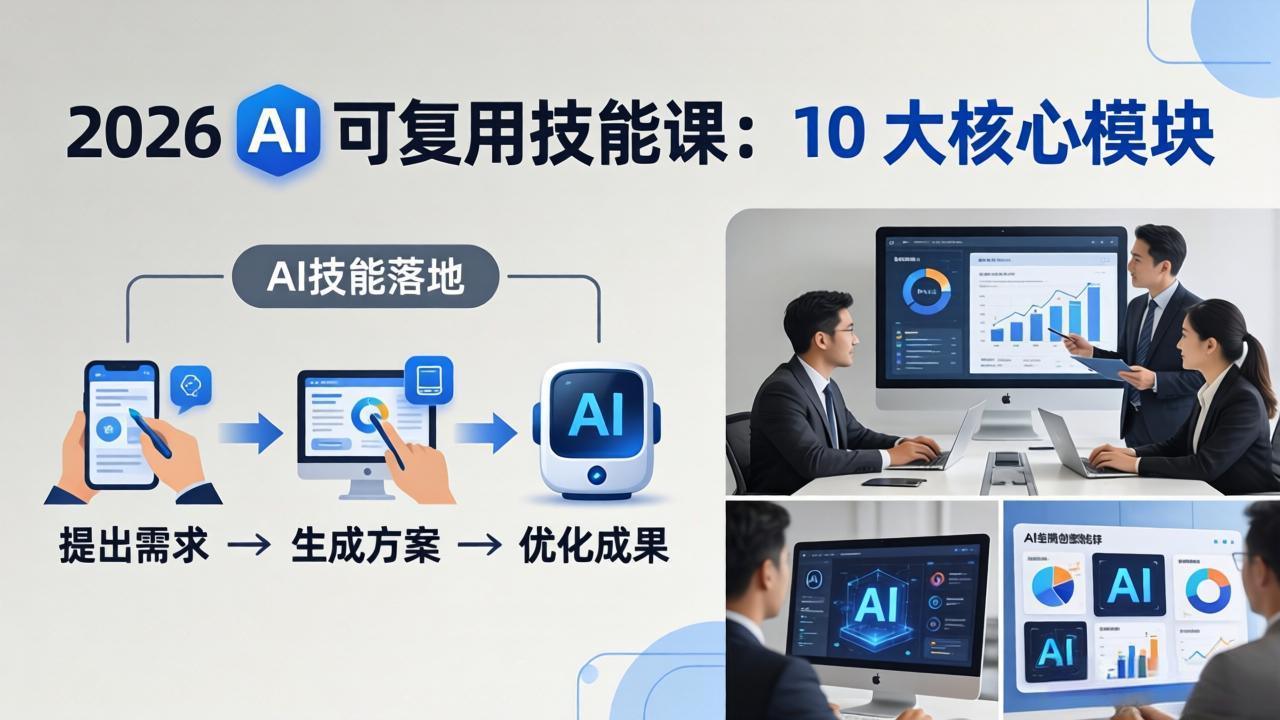 2026AI可复用技能-4月新课：10大核心模块，手把手教你把AI用进工作、产出成果-百盟网