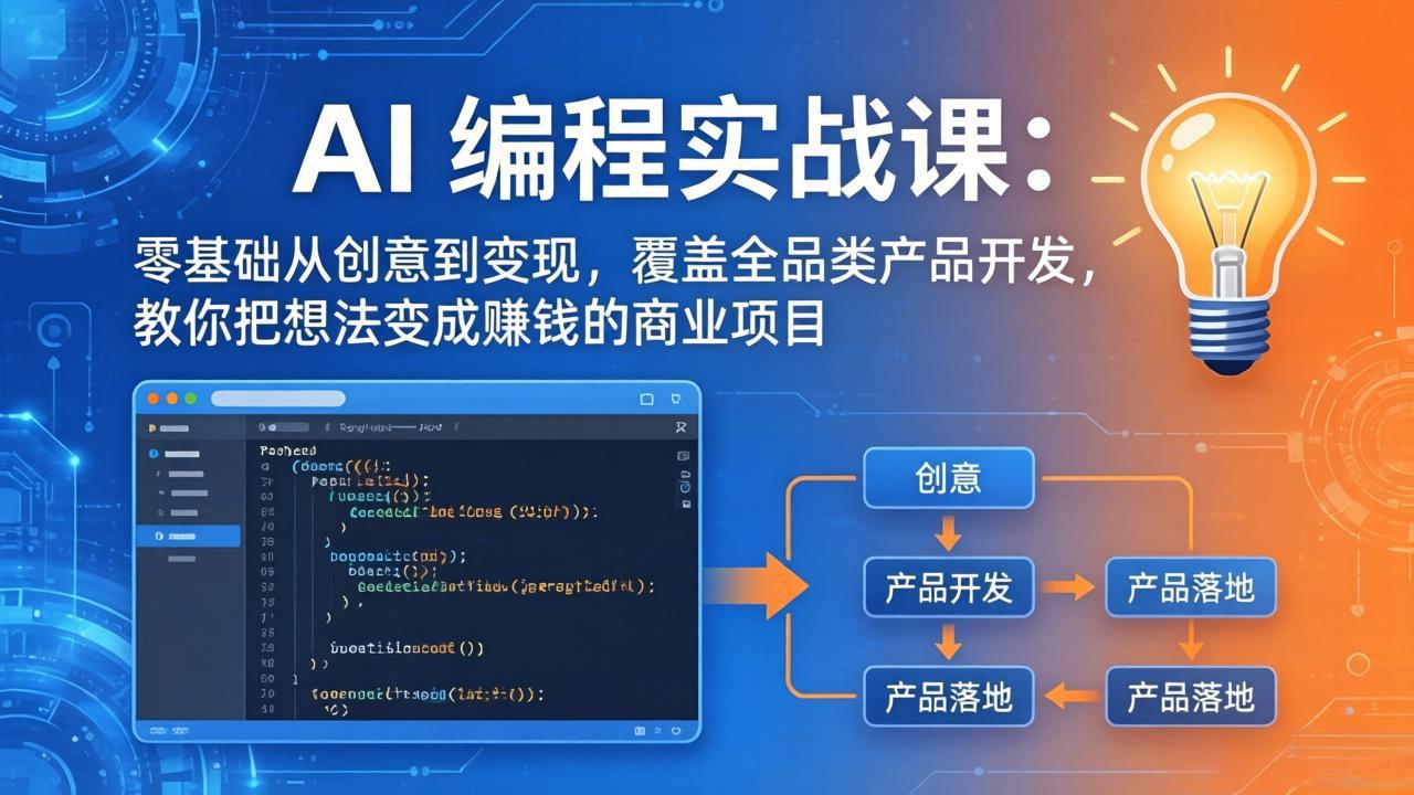 AI编程实战课-第三期-5月9更新:零基础从创意到变现,覆盖全品类产品开发,把想法变成赚钱项目-百盟网