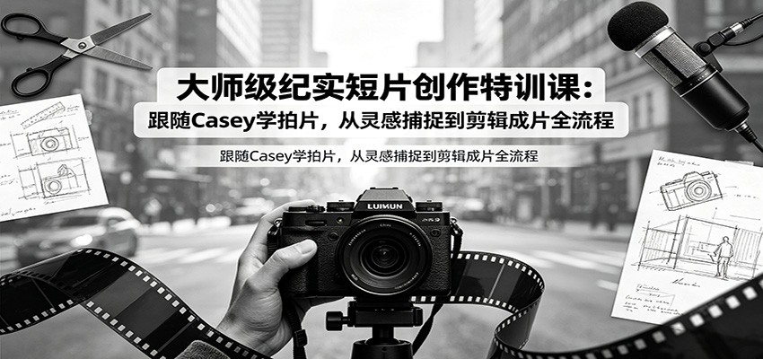 大师级纪实短片创作特训课：跟随Casey学拍片，从灵感捕捉到剪辑成片全流程-百盟网