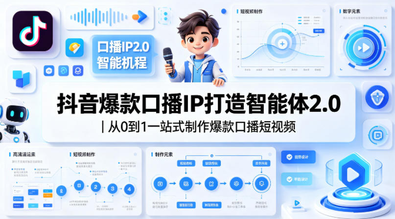 抖音爆款口播IP打造智能体2.0|从0到1一站式制作爆款口播短视频-百盟网