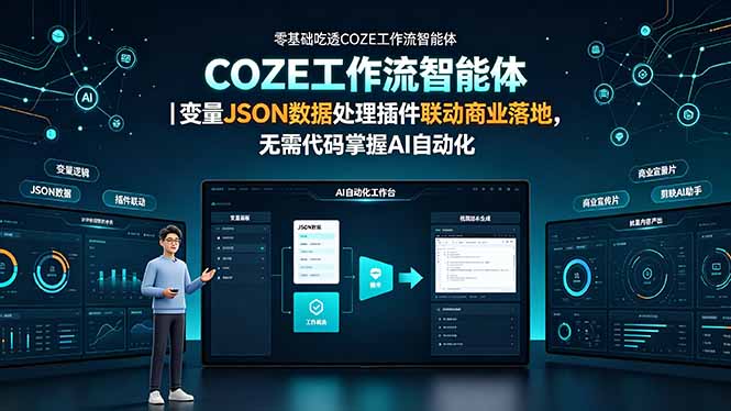 零基础吃透COZE工作流智能体｜变量JSON数据处理插件联动商业落地，无需代码掌握AI自动化-百盟网