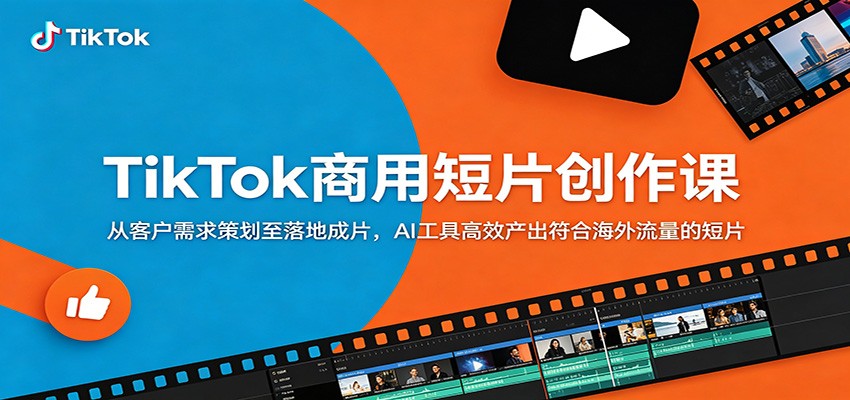 TikTok商用短片创作课：从客户需求策划至落地成片，AI工具高效产出符合海外流量的短片-百盟网