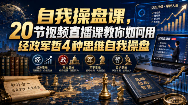 自我操盘课，20节视频直播课教你如何用经政军哲4种思维自我操盘-百盟网