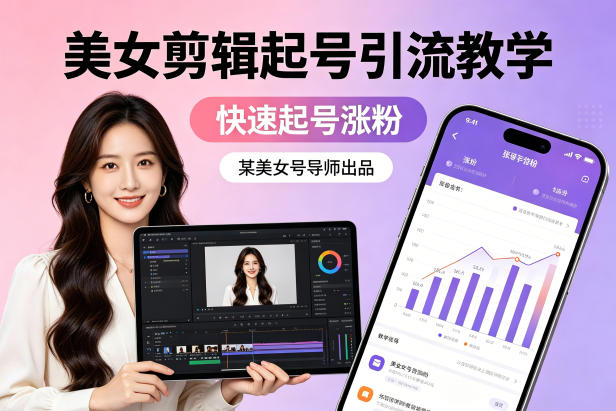 某美女号导师出品:美女剪辑起号引流教学,快速起号涨粉-百盟网