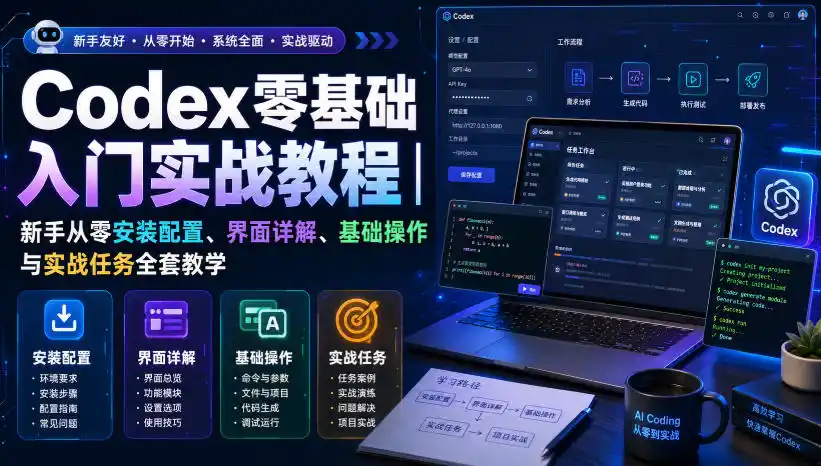 Codex零基础入门实战教程｜新手从零安装配置、界面详解、基础操作与实战任务全套教学-百盟网