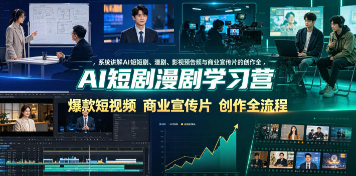 AI短剧漫剧学习营，系统讲解AI短剧、漫剧、影视预告片、爆款短视频与商业宣传片的创作全流程-百盟网
