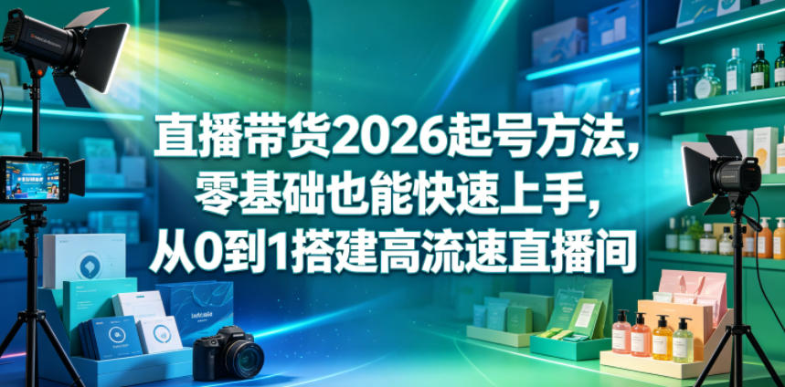 直播带货2026起号方法，零基础也能快速上手，从0到1搭建高流速直播间-百盟网