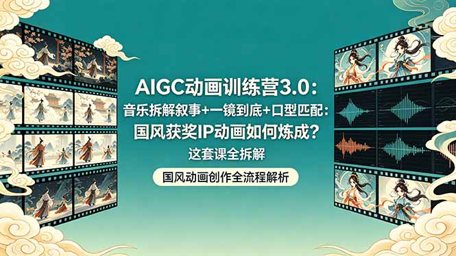 AIGC动画训练营3.0：音乐拆解叙事+一镜到底+口型匹配：国风获奖IP动画如何炼成？这套课全拆解-百盟网
