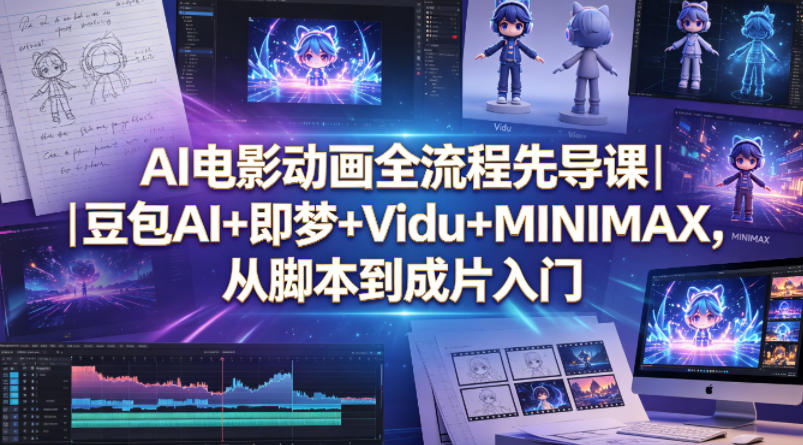 AI电影动画全流程先导课｜豆包AI+即梦+Vidu+MINIMAX，从脚本到成片入门-百盟网