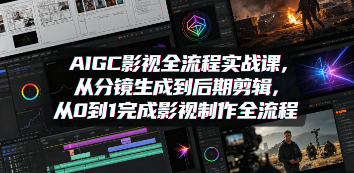 AIGC影视全流程实战课,从分镜生成到后期剪辑,从0到1完成影视制作全流程-百盟网