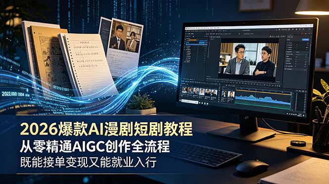 2026 爆款 AI 漫剧短剧教程 从零精通 AIGC 创作全流程 既能接单变现又能就业入行-百盟网