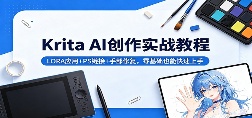 Krita AI创作实战教程:LORA应用+PS链接+手部修复,零基础也能快速上手-百盟网