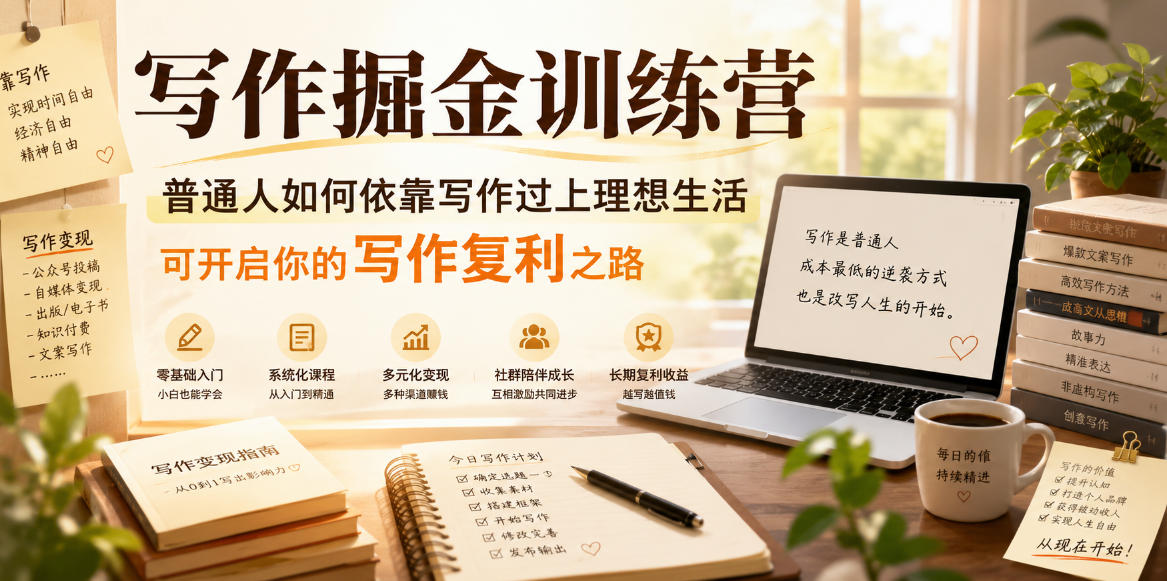 写作掘金训练营，普通人如何依靠写作过上理想生活，可开启你的写作复利之路(更新6月)-百盟网