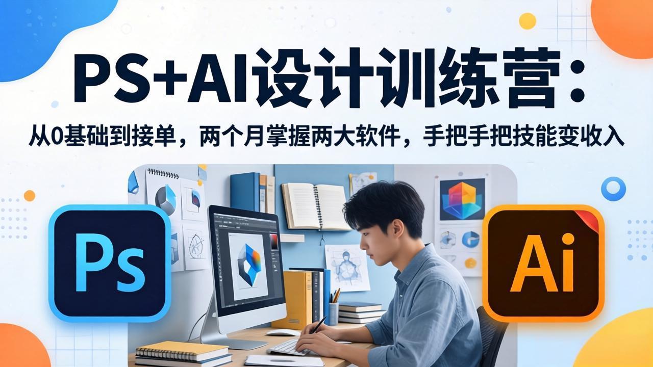 PS+AI设计训练营:从0基础到接单,两个月掌握两大软件,手把手把技能变收入-百盟网