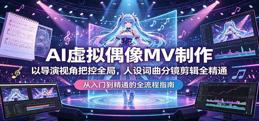 AI虚拟偶像MV制作：以导演视角把控全局，人设词曲分镜剪辑全精通-百盟网