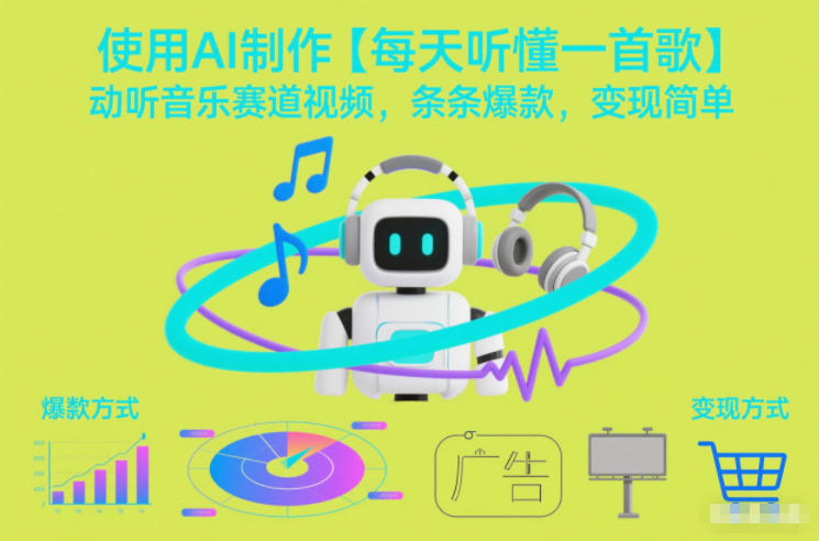 使用AI制作【每天听懂一首歌】动听音乐赛道视频，条条爆款，变现简单-百盟网