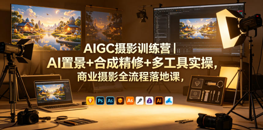 AIGC摄影训练营|AI置景+合成精修+多工具实操,商业摄影全流程落地课