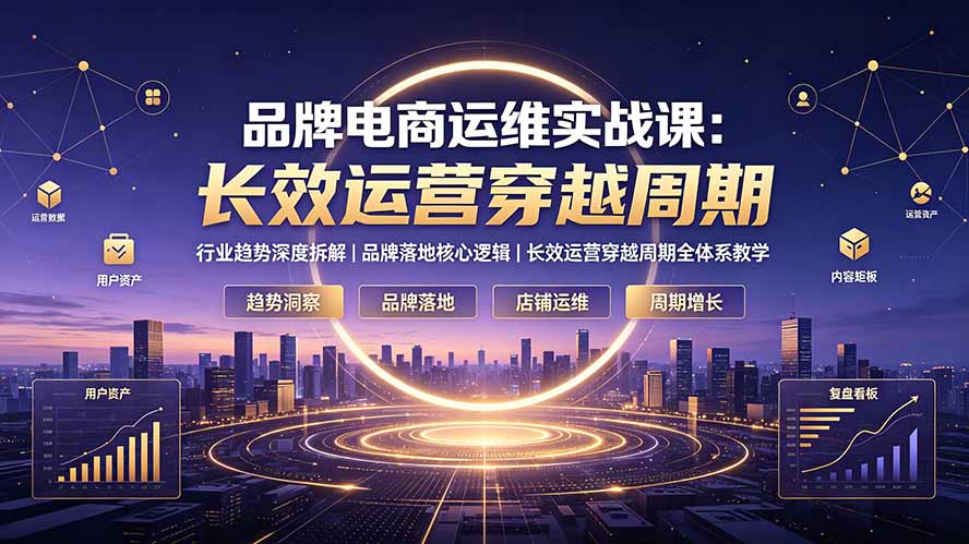 品牌电商运维实战课:行业趋势深度拆解|品牌落地核心逻辑|长效运营穿越周期全体系教学-百盟网