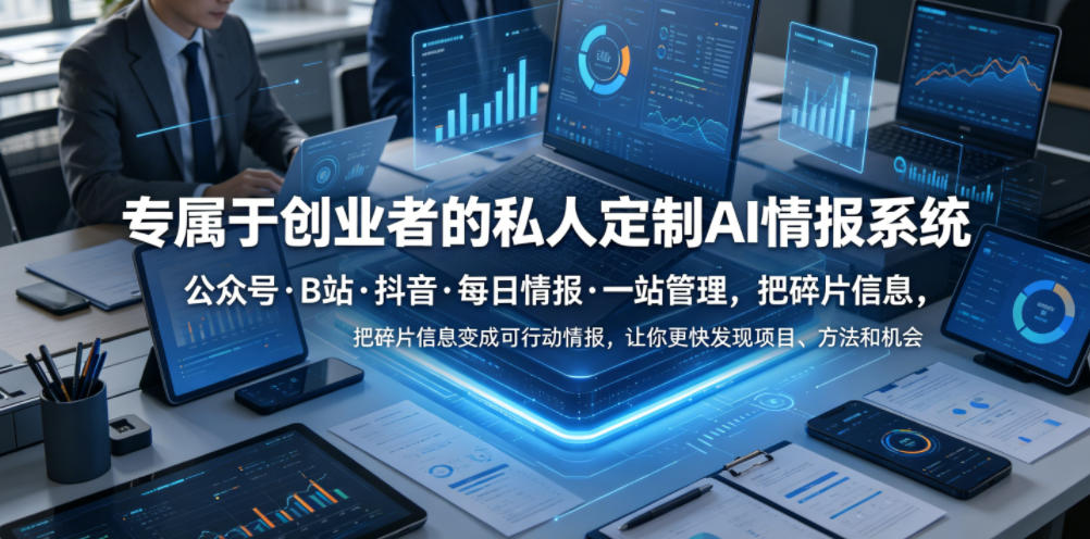 专属于创业者的私人定制AI情报系统，公众号·B站·抖音·每日情报·一站管理，把碎片信息变成可行动情报，让你更快发现项目、方法和机会-百盟网