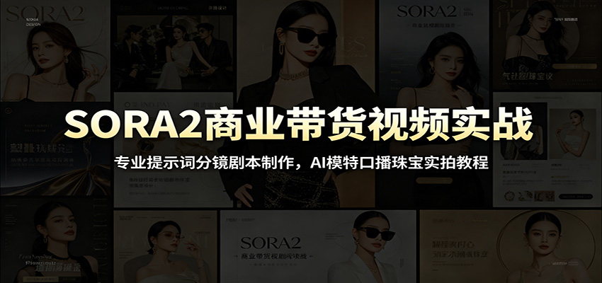 SORA2商业带货视频实战：专业提示词分镜剧本制作，AI模特口播珠宝实拍教程-百盟网