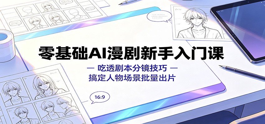 零基础AI漫剧新手入门课:吃透剧本分镜技巧,搞定人物场景批量出片-百盟网