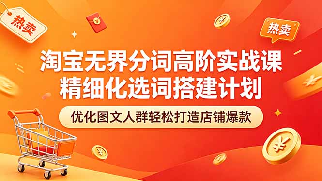 淘宝无界分词高阶实战课 精细化选词搭建计划 优化图文人群轻松打造店铺爆款-百盟网