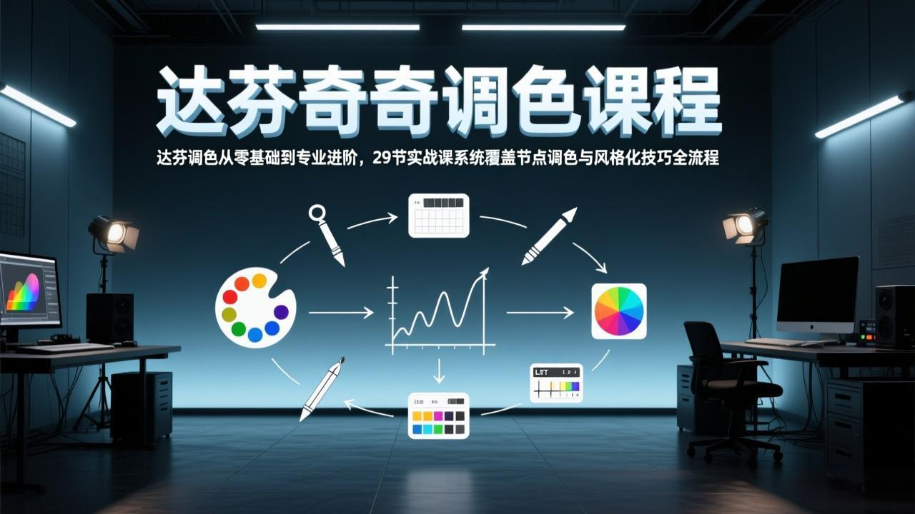 达芬奇调色从零基础到专业进阶，29节实战课系统覆盖节点调色与风格化技巧全流程-百盟网