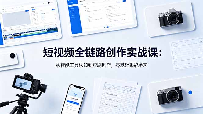 短视频全链路创作实战课:从智能工具认知到短剧制作,零基础系统学习-百盟网