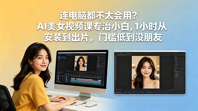 连电脑都不太会用?AI美女视频课专治小白,1小时从安装到出片,门槛低到没朋友-百盟网