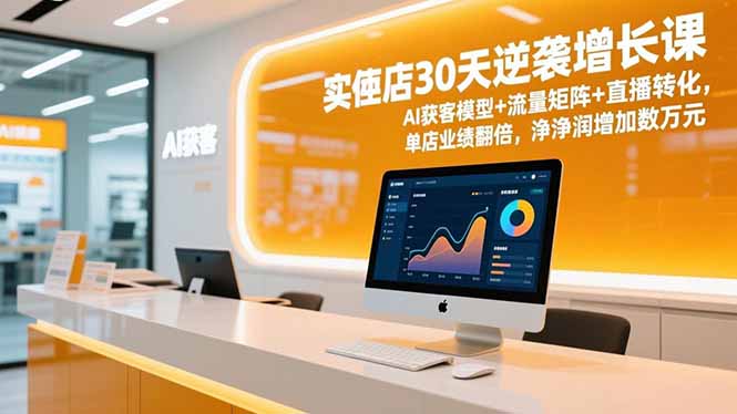 实体店30天逆袭增长课,AI获客模型+流量矩阵+直播转化,单店业绩翻倍,净利润增加数万元-百盟网