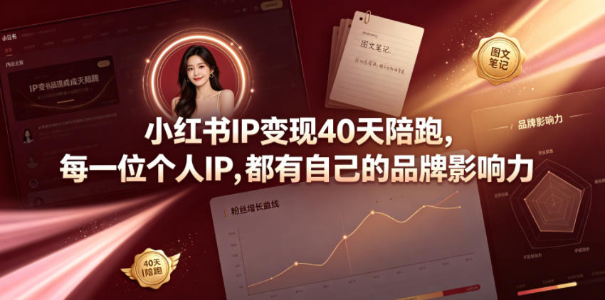 小红书IP变现40天陪跑，每一位个人IP，都有自己的品牌影响力-百盟网