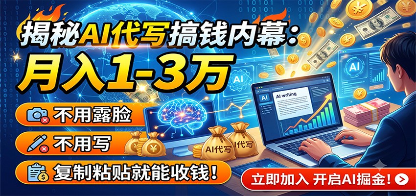 揭秘AI代写搞钱内幕：月入1-3万，不用露脸不用写，复制粘贴就能收钱！-百盟网