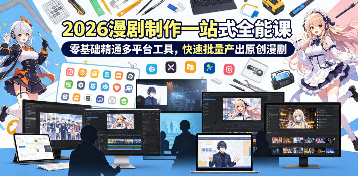 2026 AI漫剧制作一站式全能课,零基础精通多平台工具,快速批量产出原创漫剧-百盟网