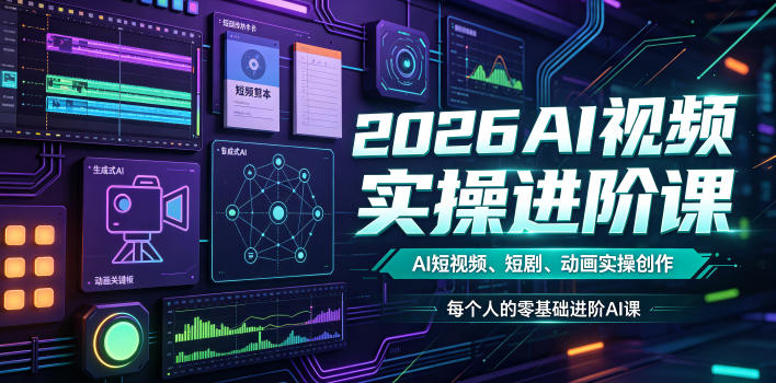 2026AI视频实操进阶课,AI短视频、短剧、动画实操创作,每个人的零基础进阶ai课-百盟网
