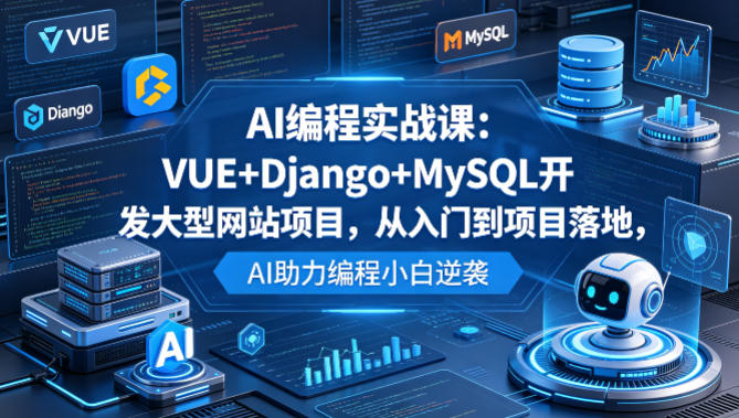 AI编程实战课:VUE+Django+MySQL开发大型网站项目,从入门到项目落地,AI助力编程小白逆袭-百盟网