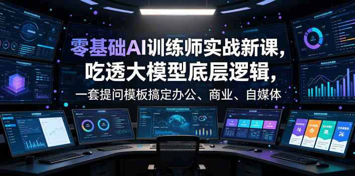 零基础AI训练师实战课，吃透大模型底层逻辑，一套提问模板搞定办公、商业、自媒体、设计、生活全场景AI落地应用-百盟网