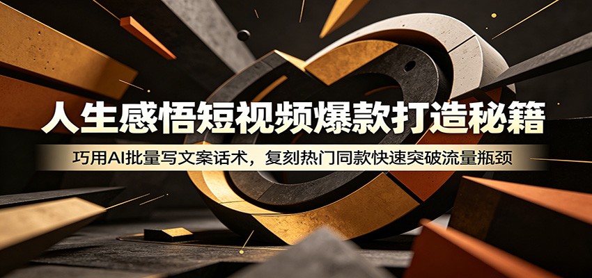 人生感悟短视频爆款打造秘籍：巧用A 批量写文案话术，复刻热门同款快速突破流量瓶颈-百盟网
