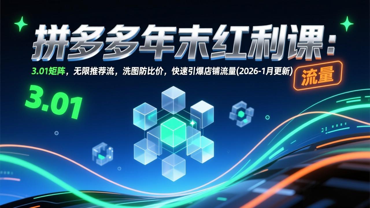 拼多多年末红利课:3.01矩阵,无限推荐流,洗图防比价,快速引爆店铺流量(2026-1月更新-百盟网