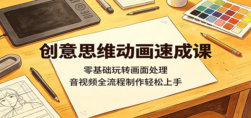 创意思维动画速成课:零基础玩转画面处理,音视频全流程制作轻松上手-百盟网