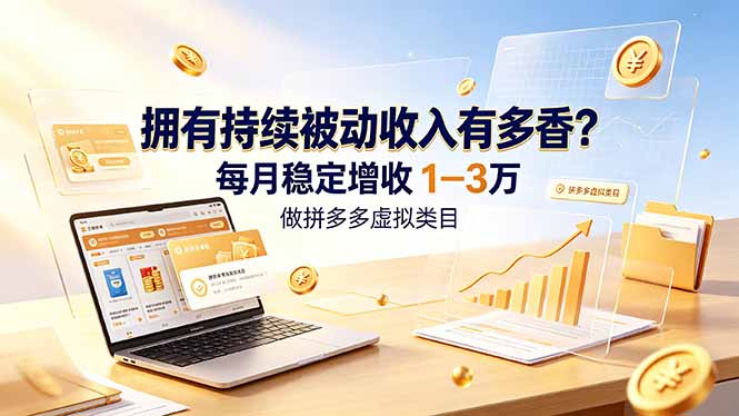 拥有持续被动收入有多香？做拼多多虚拟类目，每月稳定增收 1-3 万-百盟网