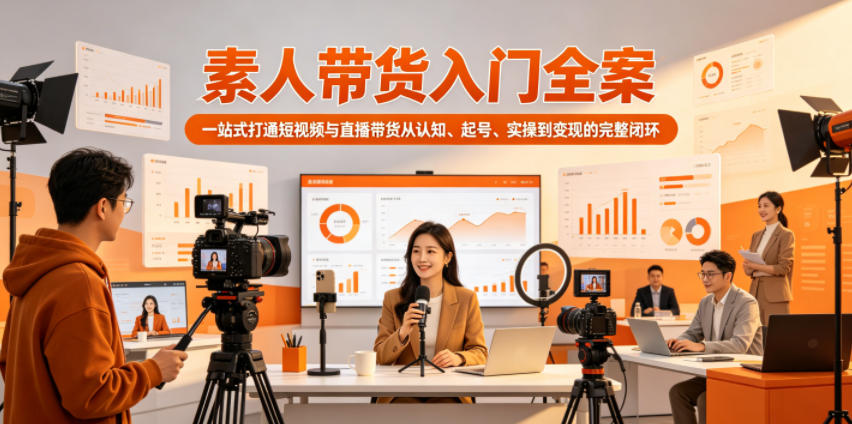 素人带货入门全案,一站式打通短视频与直播带货从认知、起号、实操到变现的完整闭环-百盟网